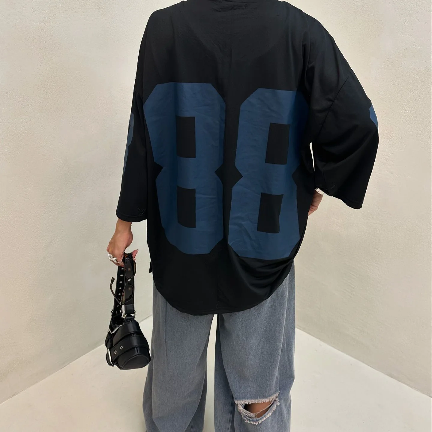 

2024 New American Digital Printed Double 8-Length T-Shirt Loose Top Trendy INS Style