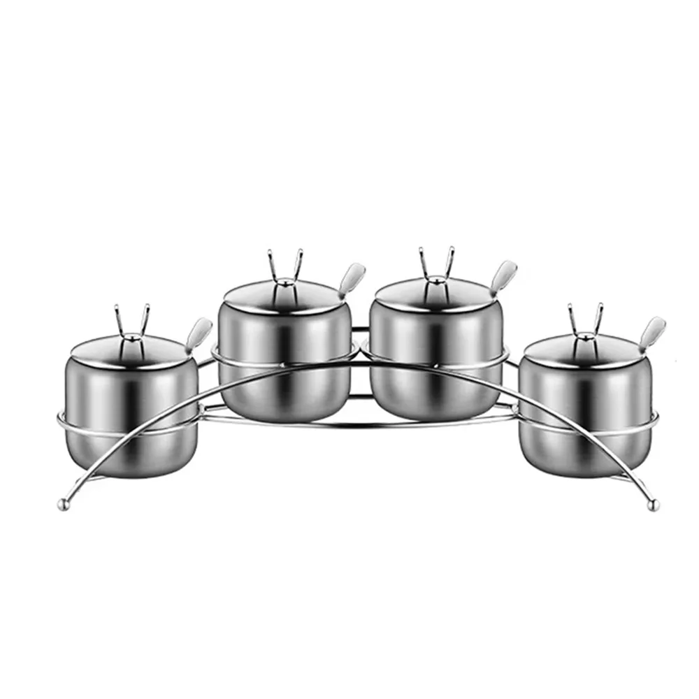 

3/4 шт., набор вращающихся банок для приправ из нержавеющей стали 304, большая вместимость с крышкой, коробка для приправ, комбинированный костюм, нержавеющий