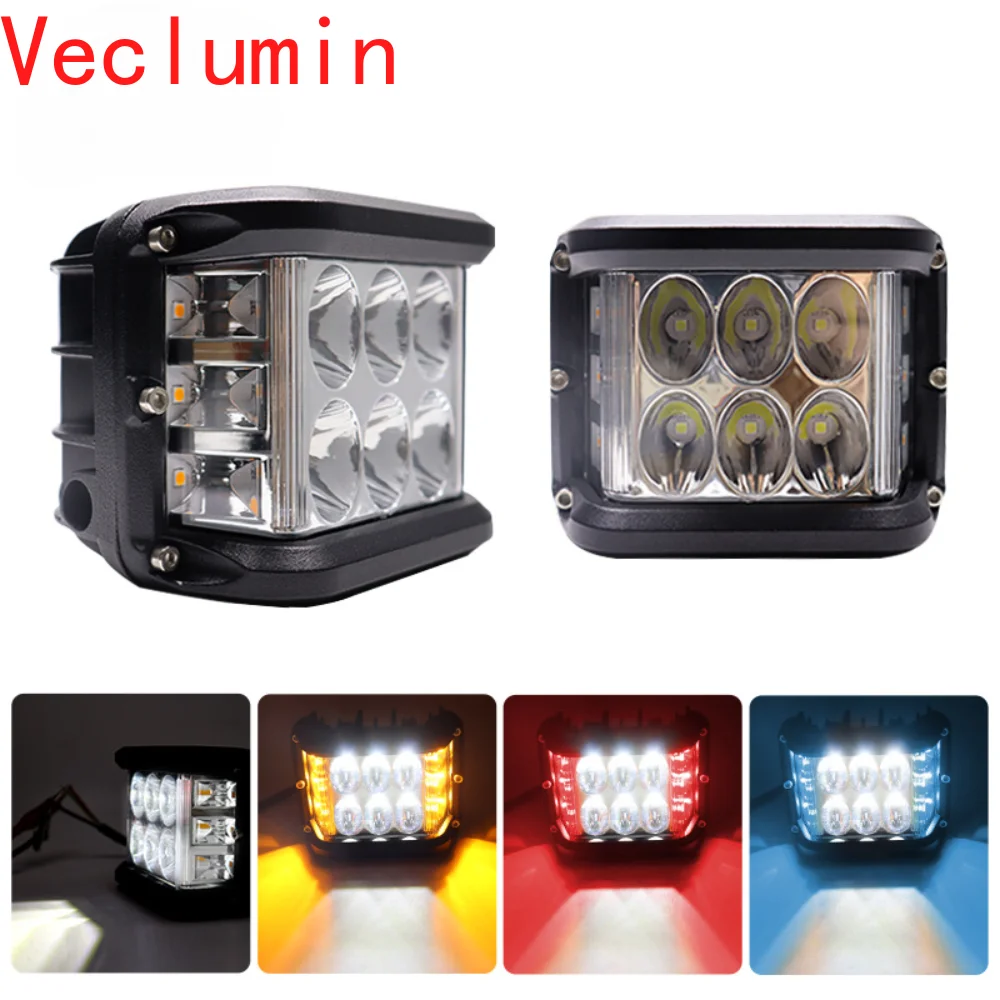 

Three-Side Luminous Led Work Light 36W Shepherd Spotlight Red and Blue Flashing Off-Road Vehicle Modified Light Warning Light