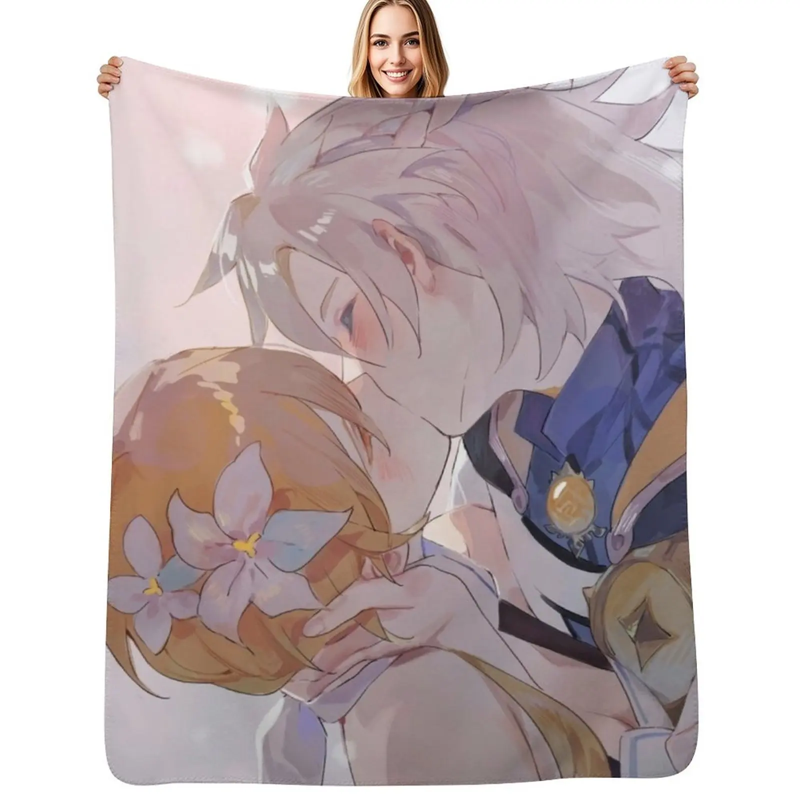 Albedo and Lumine Throw Blanket Furry christmas decoration Luxury Throw Soft Weighted Blankets For Bed Blankets