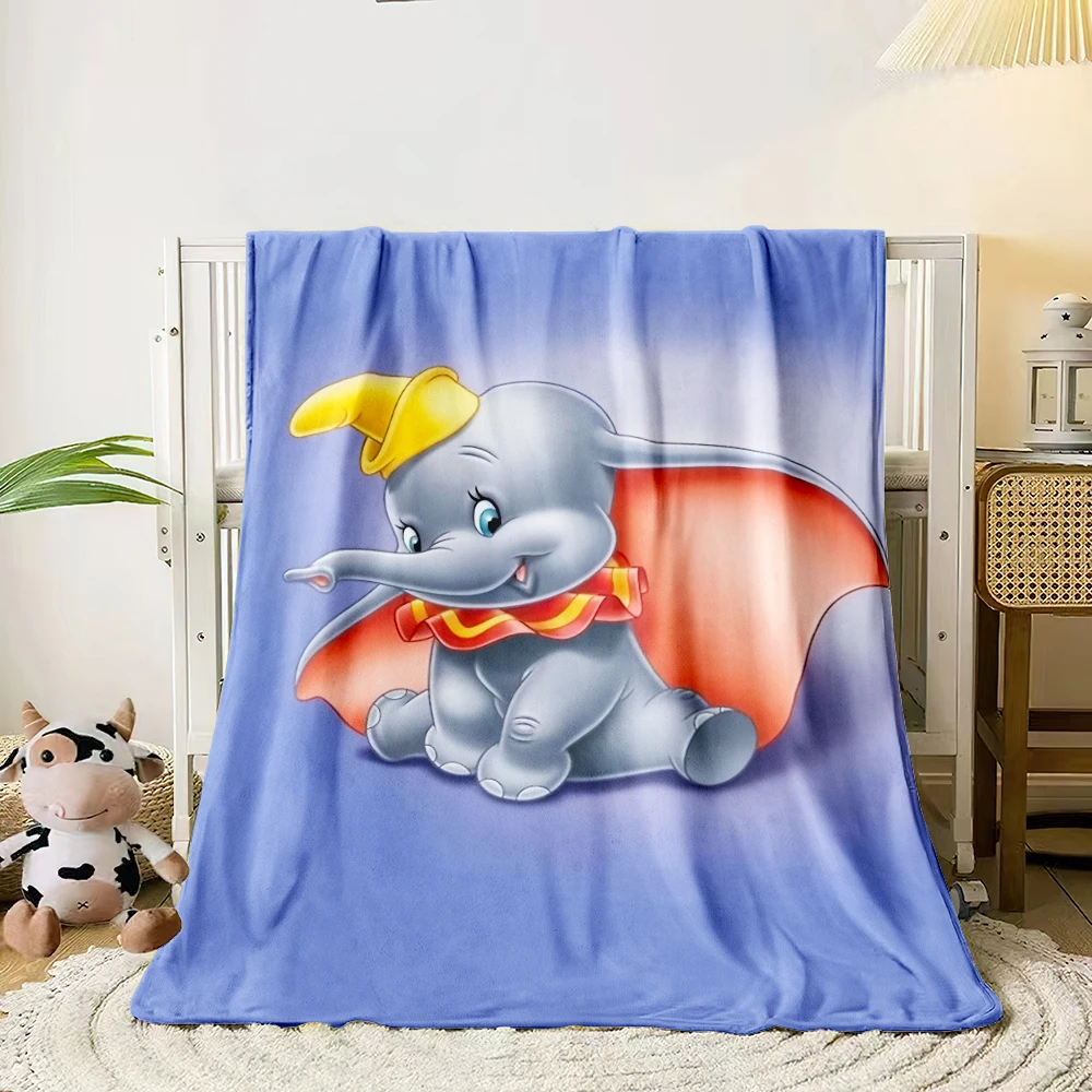 MINISO dumbo Cute Cartoon Print Blanket.Oversized Soft Warm Flannel All-season Blanket.Use Sofas,Picnic,office,Camping Blankets