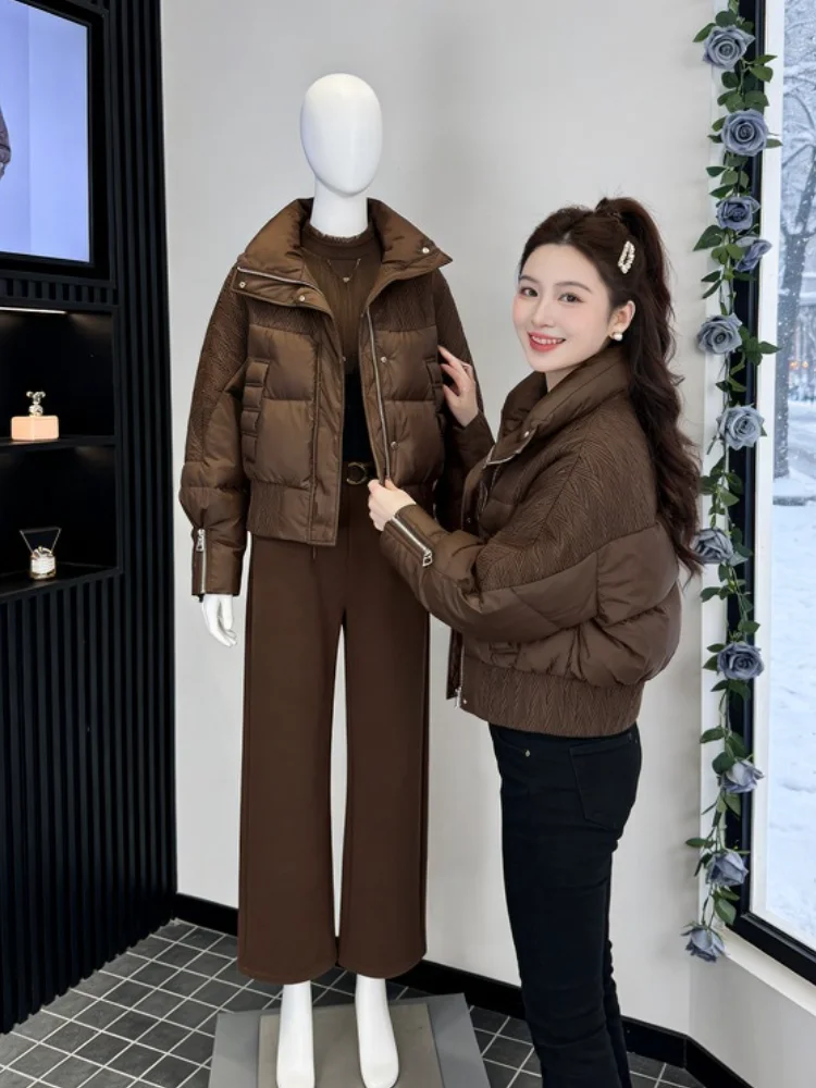 

Korean Retro Texture Thi Warm Cotton Jaet Women's Winter New Faion Personali Commute Cotton Coat Loose Fit Long Sve