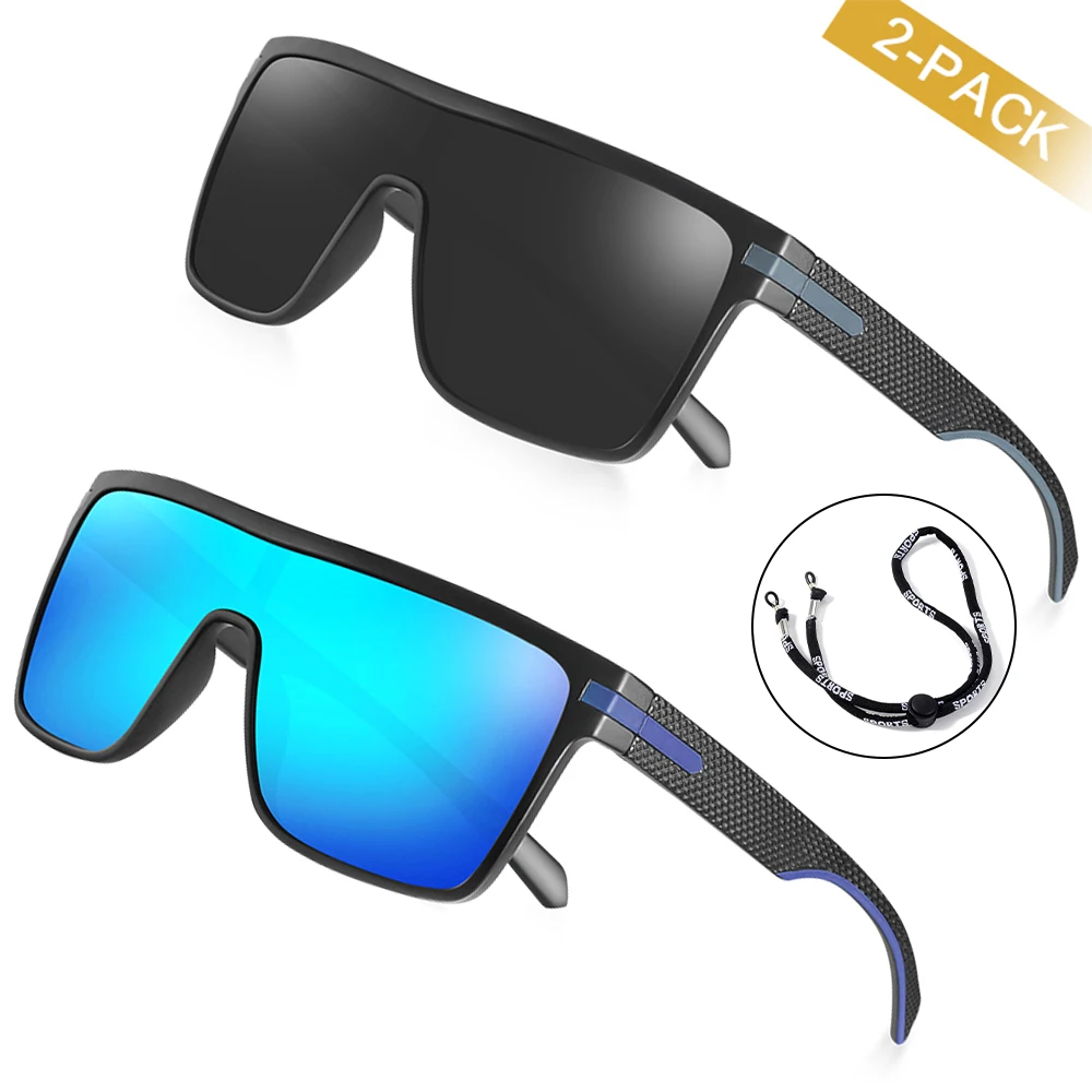 CRIXALIS 2 Stück polarisierte modische Sonnenbrillen für Herren, zum Fahren, Angeln, Klettern, Herren-Sonnenbrille, antireflektierender UV400-Schutz