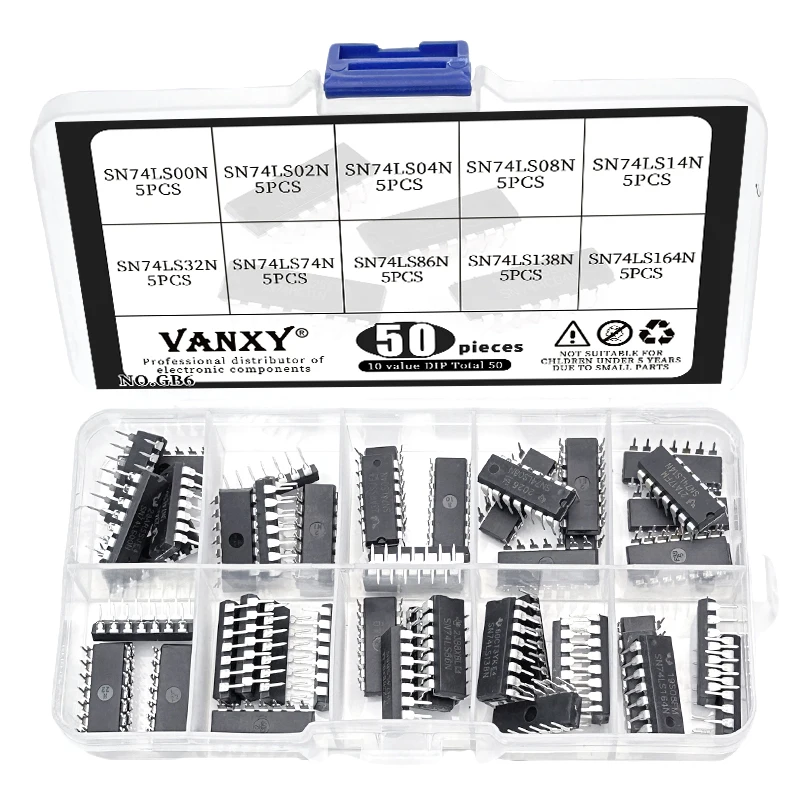 10 values kit DIP SN74LS00N SN74LS02N SN74LS04N SN74LS08N SN74LS14N SN74LS32N SN74LS74N SN74LS86N SN74LS138N SN74LS164N 74LS04