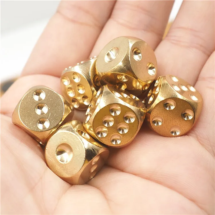 15mm 2pcs Pure Copper Metal Solid Dice Handmade Bar KTV Chess And Card Supplies Personalized Toy Ornaments Party Game Tools