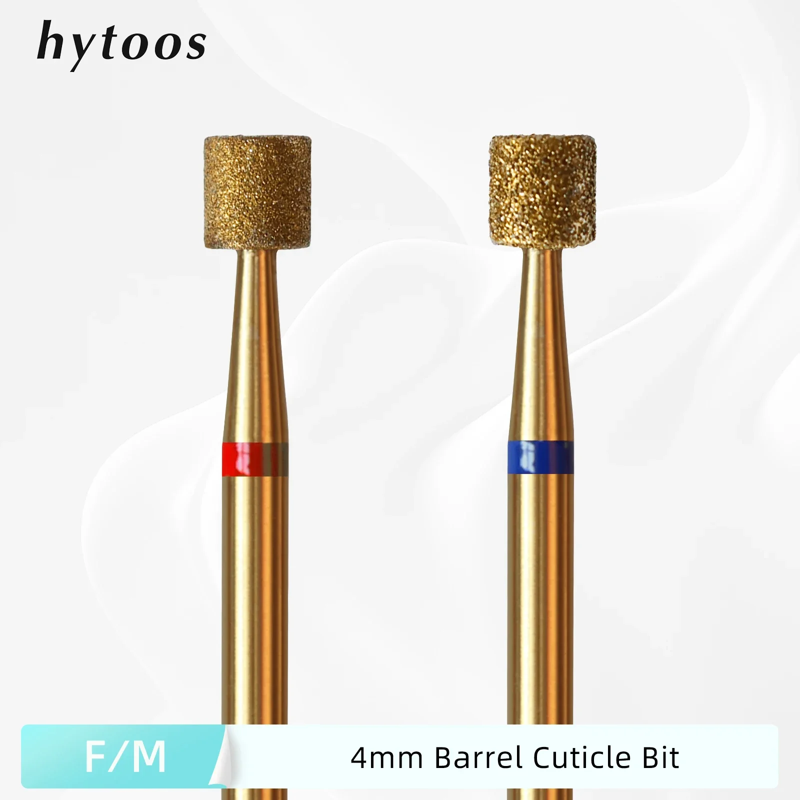 HYTOOS 4mm Barrel Cuticle ทําความสะอาดเล็บเจาะบิต, ไทเทเนียมรัสเซียเพชรเล็บ Bits อุปกรณ์ทําความสะอาดเล็บสําหรับ Dead Skin