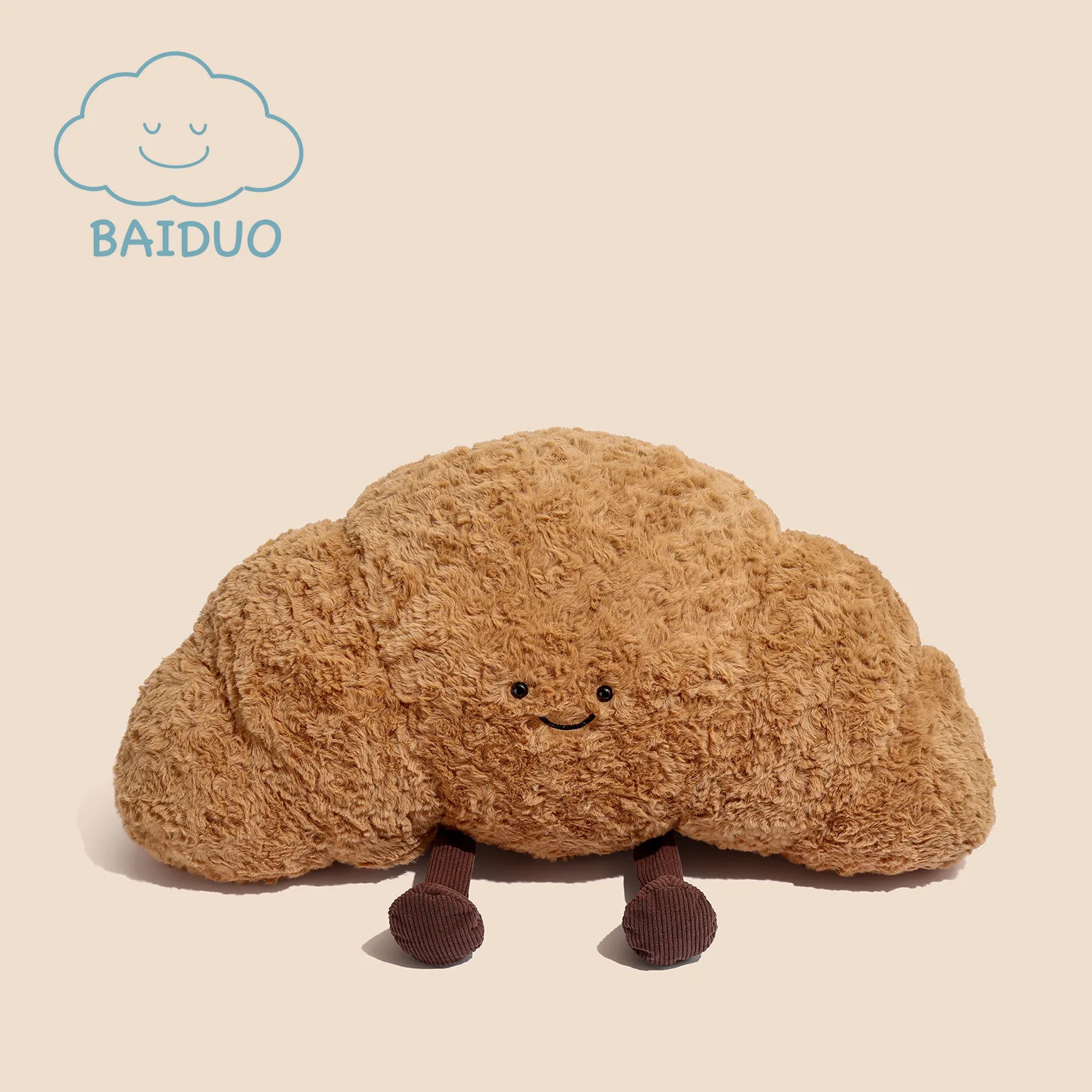 Large Horn-shaped Croissant Bread Plush Pillow for Pets and Kids Soft Stuffed Toy for Cuddling Decorative Home Accent Gift