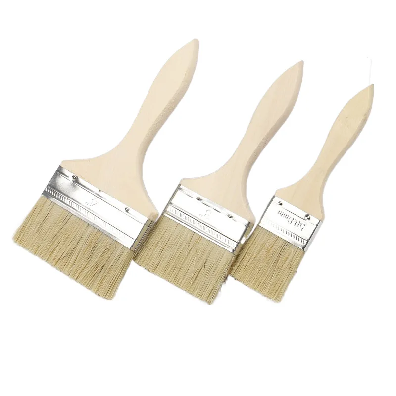 5Pcs Wooden Handle Paint Brushes 1/2/3Inch Soft Hair BBQ & Painting Brushes, Ideal Paint Tool Set for Wall and Furniture