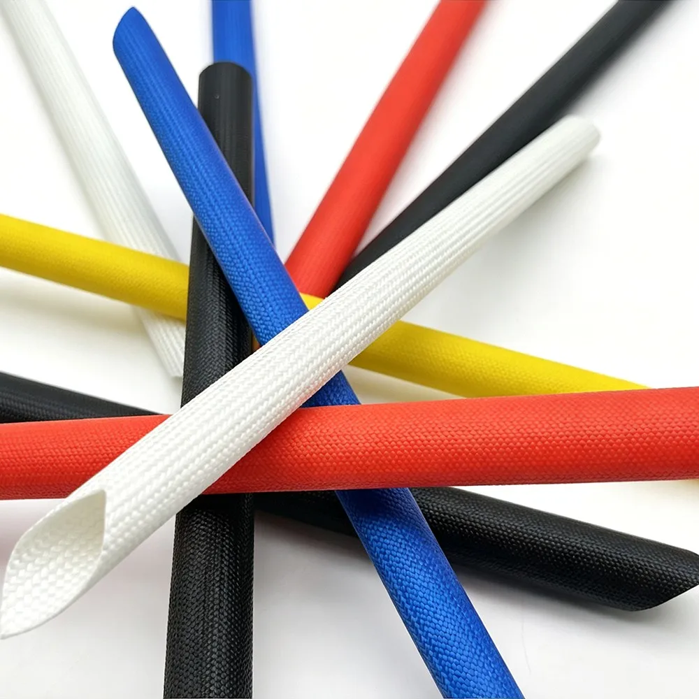 Fiberglass Tube ID 1 ~ 20mm Silicone Resin Braided Wire Sleeve Flame Resistant Fiber Glass Insulate Cable Pipe Protect 5 Colors