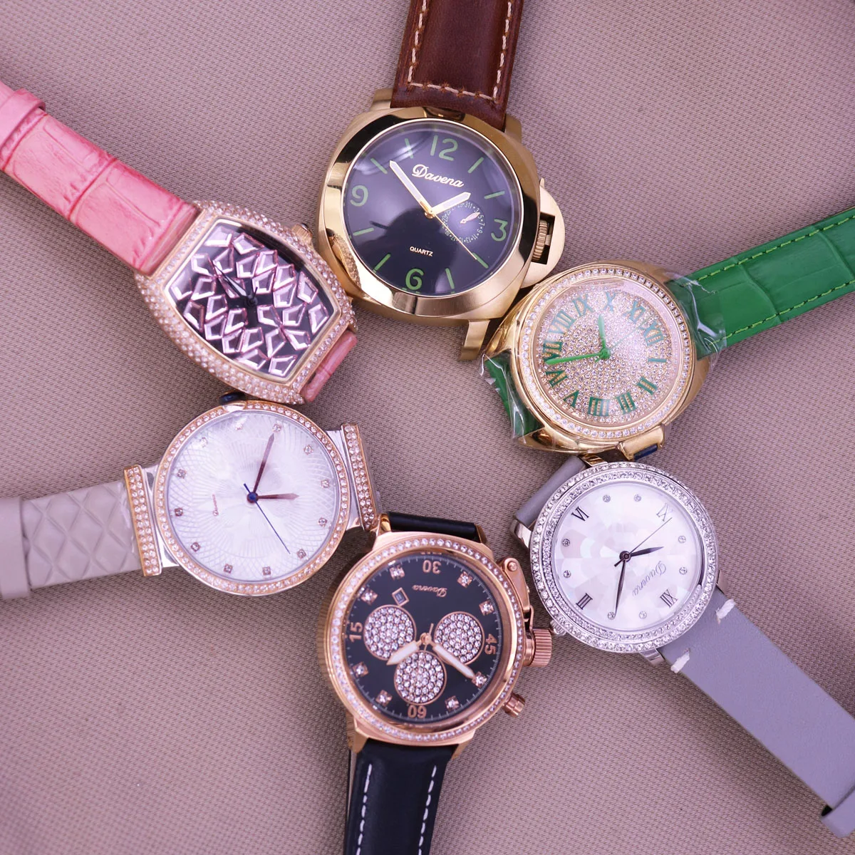 SALE! Discount Davena Crystal Melissa Rhinestones Men's Women's Watch Japan Mov't Fashion Hours Bracelet Leather Girl's Gift Box