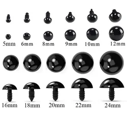 5/6/7/8/9/10/12/14/16/18/20/22/24mm Eyeball Doll Accessories Black Plastic Plush Safety Eyes Amigurumi For Toys DIY Toy Eyes