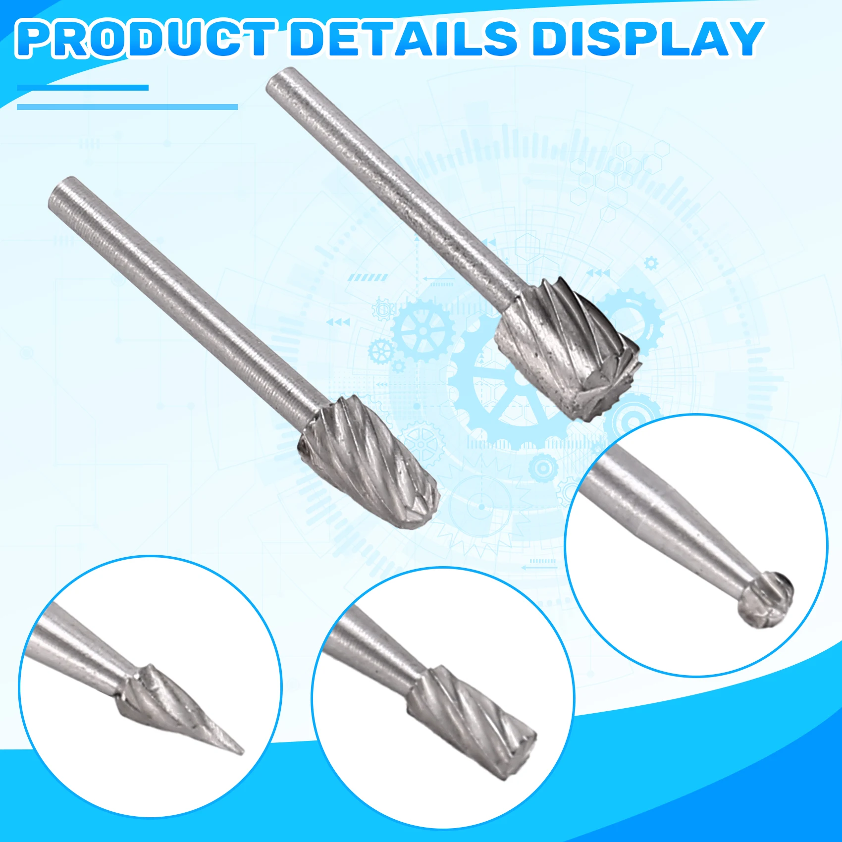 DT15 HSS Rotary Burr Set 6Pcs, 1/8 Inch Shank Multi-Tool Router Bit, High Speed Steel Drill Bit for Dremel, Metal Carving