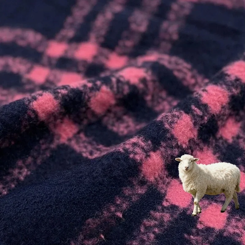2-yards-dark-blue-and-pink-contrasting-color-thick-large-checkered-wool-fabric-autumn-and-winter-coats-and-jackets-handmadediyfa