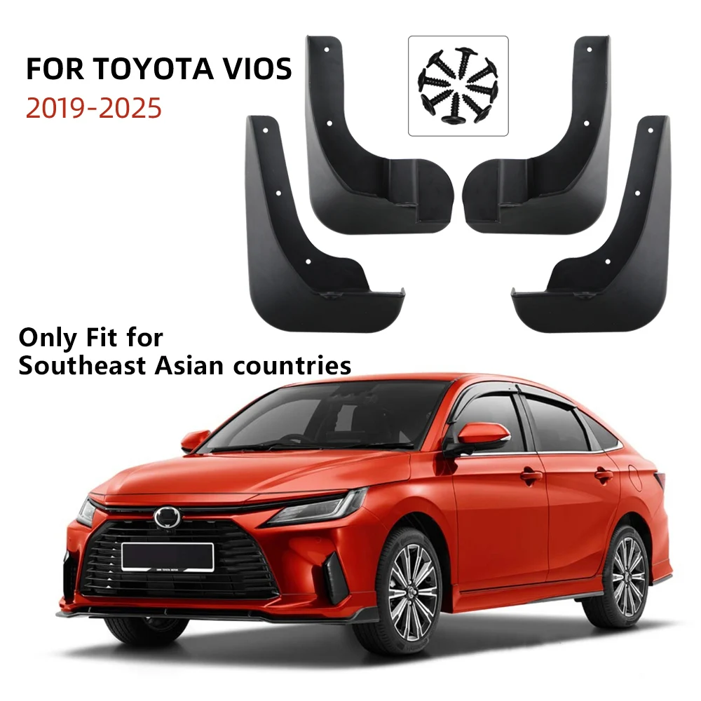 Für Toyota Vios 2019 - 2023 2024 2025 Schmutzfänger 4-teilig/Set Vorne Hinten Schmutzfängerabdeckung Kotflügel-Schutz Zubehör