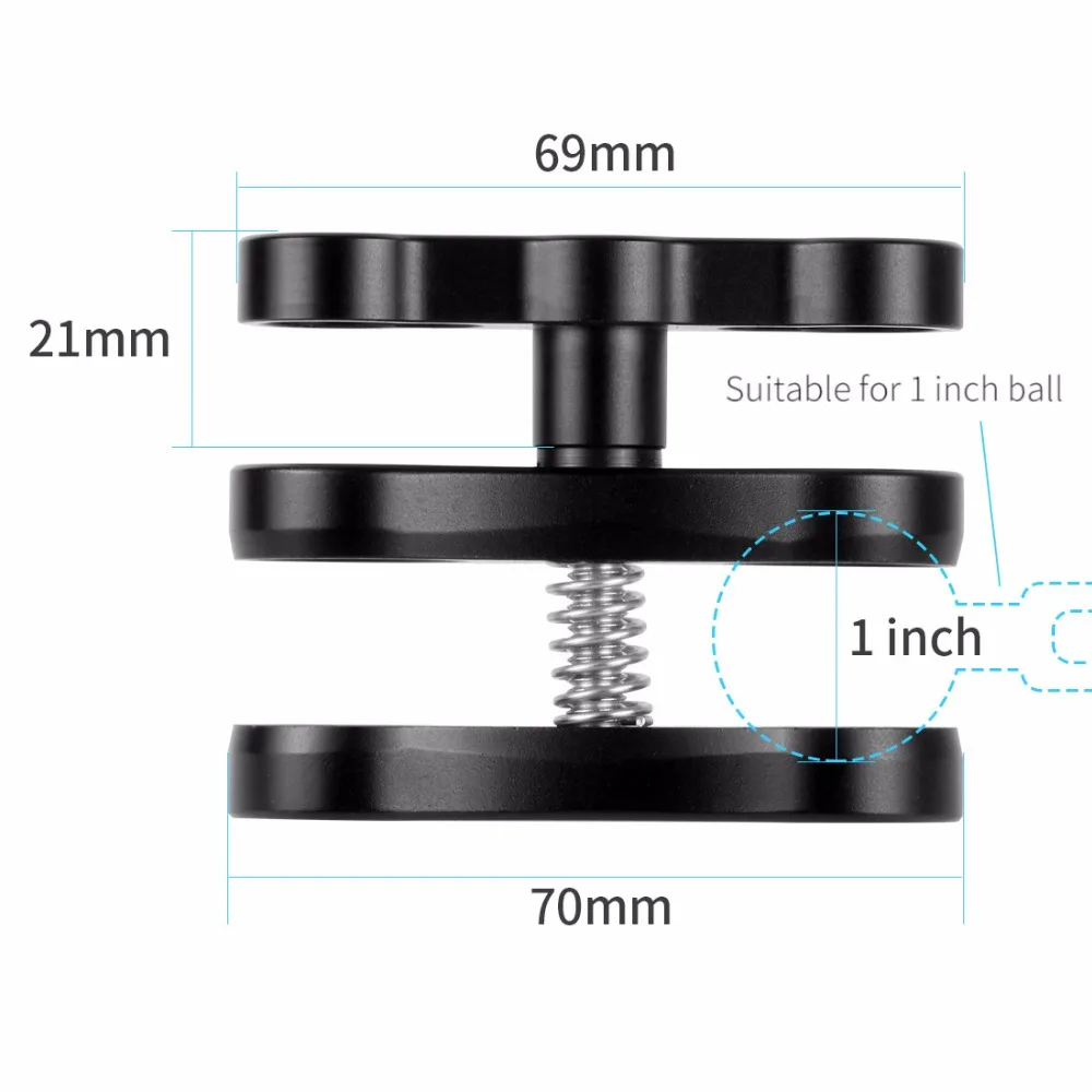 Aluminiumlegierung Tauchen Licht Taschenlampe Dual Kugelgelenk Arm und 2 Schmetterling Clip Klemmhalterung für Unterwasserfotografie Kamera – Detail 5