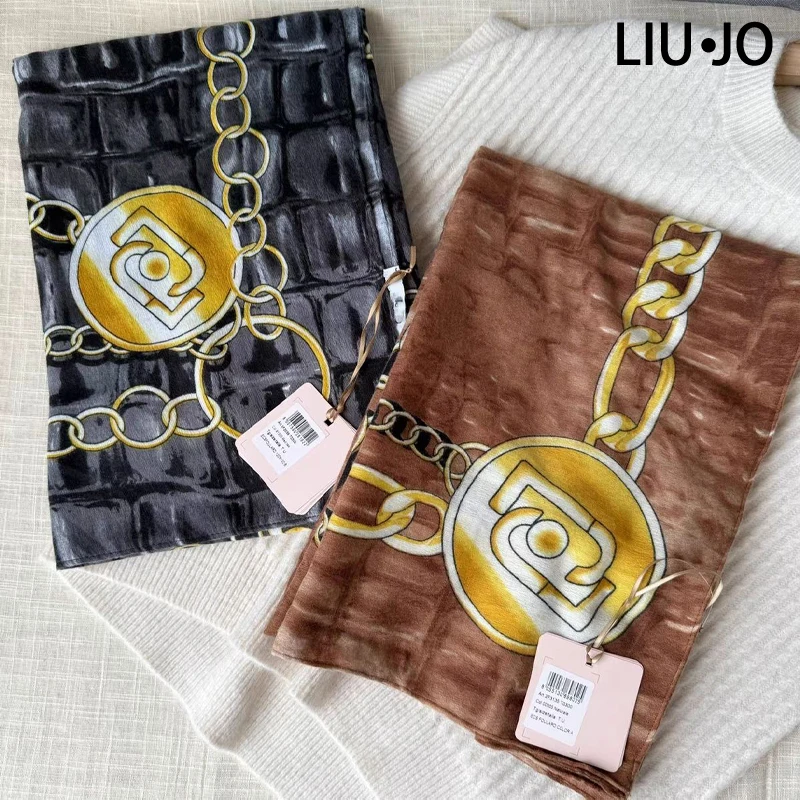 Liu jo 2025  Italian Luxury Brand Embroidered Printed Square scarf Beach Sunshade Multi-Functional shawl Scarf Original Single