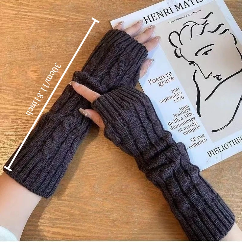 أكمام شتوية دافئة بأكمام طويلة، تصميم نصف إصبع، شاشة تعمل باللمس، إكسسوارات الملابس المزخرفة