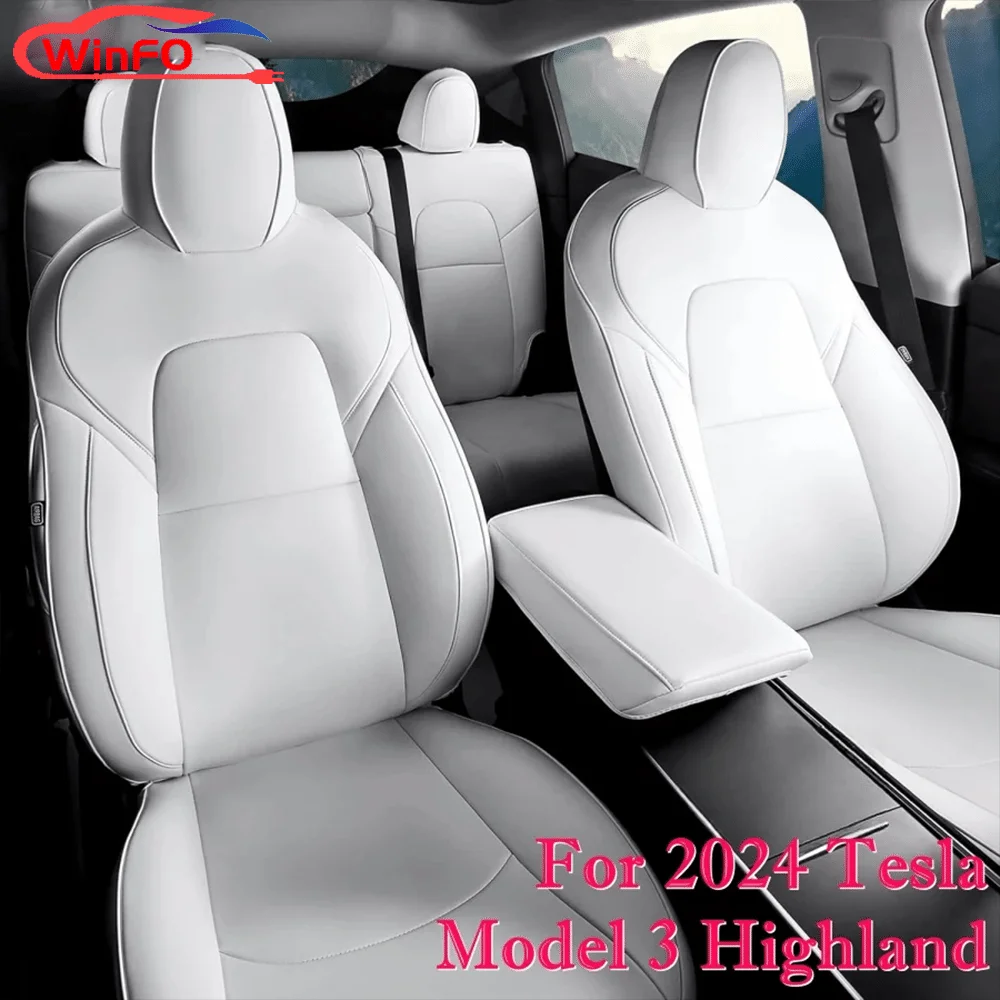 

Half Surround Customized Seat Cover Custom Fit for Tesla Model 3 Highland 2024 Synthetic Leather Car Seat Cushion Protector