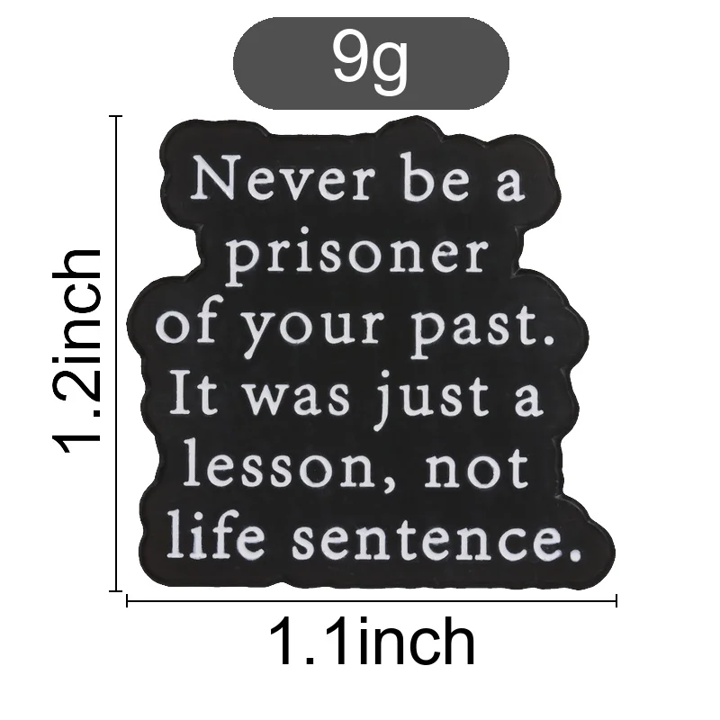 Never Be A Prisoner Of Your Past Enamel Pin Inspirational Black White Cloud Brooch For Self Growth And Daily Encouragement