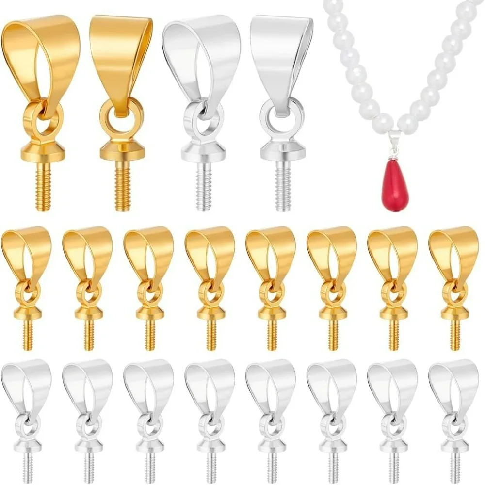 

120Pcs 2 Colors Brass Eye Pin Peg Bail Clasp 7x4.5mm Cup Pin Peg Pendants Connector Bead Caps Small Screw Cup