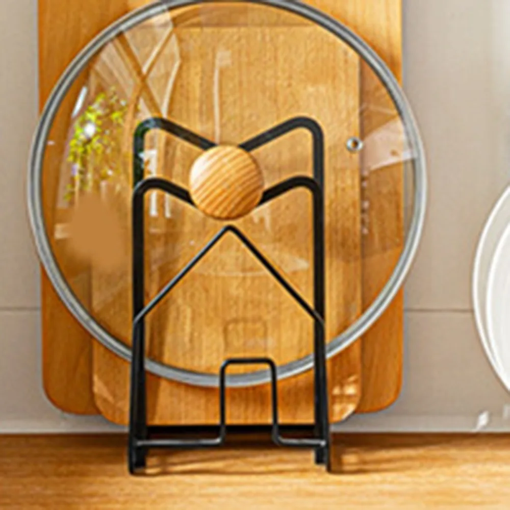 Iron Material Cutting Board Storage Rack 4-Layer Design Thin Profile Pot Pan Lid Stand Black/White Baking Tray Drying Stand