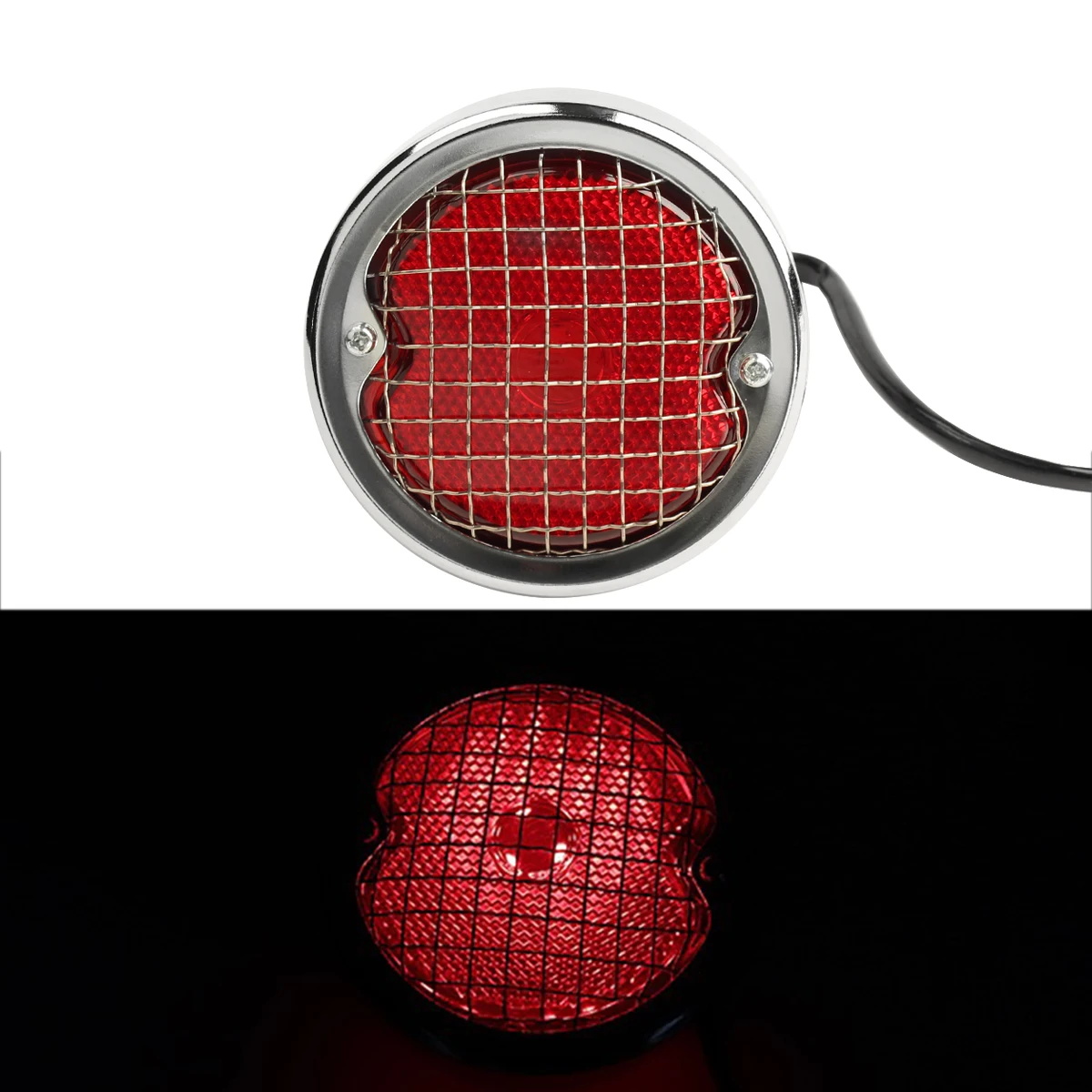 Motorcycle Vintage Old School Tail Brake Light License Plate Light Round Rear Lamp for Harley Chopper Bobber Cafe Racer Scramble