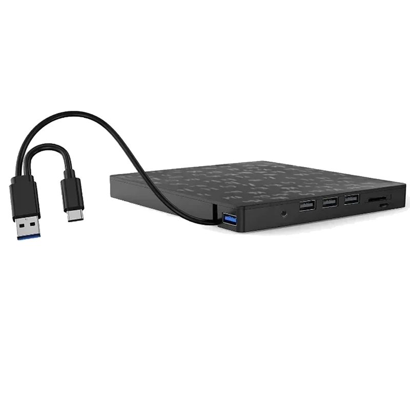 Внешний привод CD/DVD черного цвета с разъемами SD/TF и USB3.0, 1 шт.