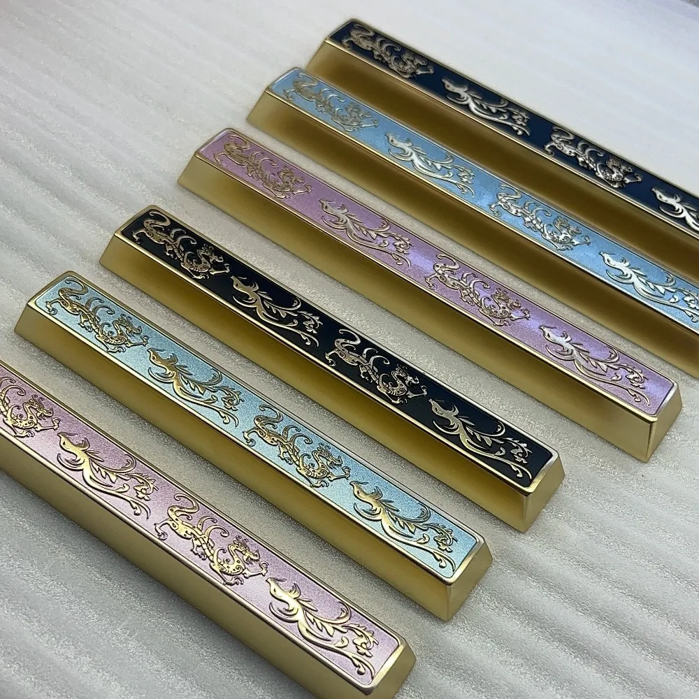 Dragon and Phoenix Metal Keycaps Engraving 6.25U/7U Cherry Profile Matte Keycaps Single Custom Space Key Caps for MX Keyboards