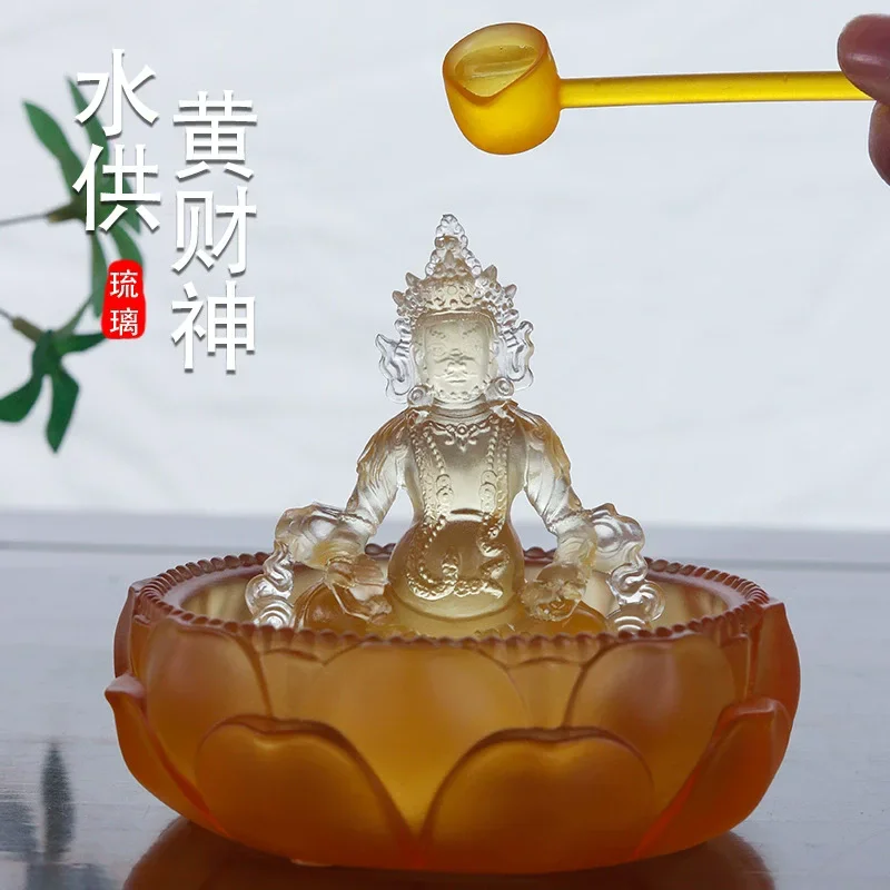Yellow Statue For Water Offering Altar Buddhist Five Wealth Gods Deity Prosperity Blessing Figurine For Home Office Desk