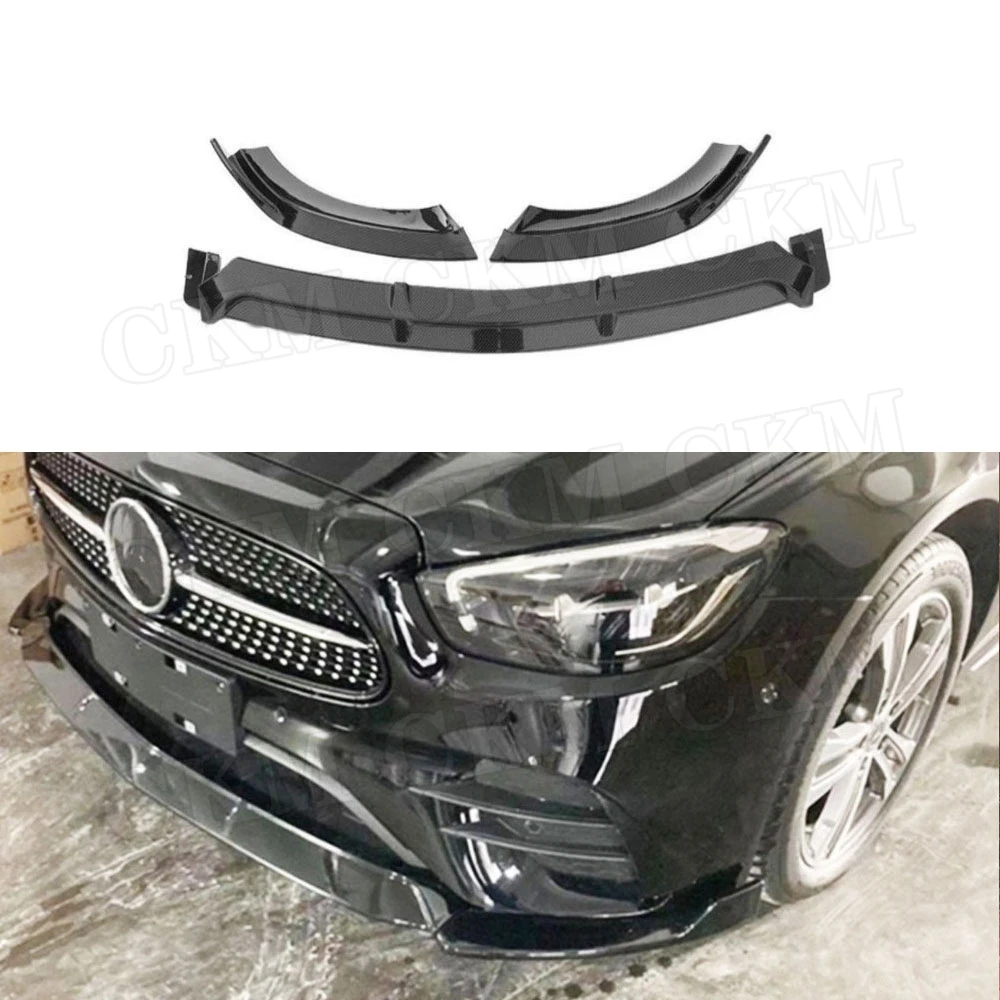 

ABS Gloss Black Material Front Bumper Lip Spoiler For Mercedes Benz E Class W213 E260 E300 E350 Sport 2021