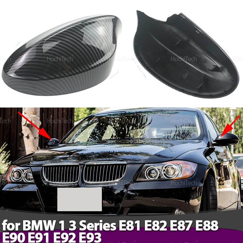 

Черная крышка зеркала заднего вида с узором из углеродного волокна для BMW 1 3 серии E81 E82 E87 E88 E90 E91 E92 E93 Автоаксессуары
