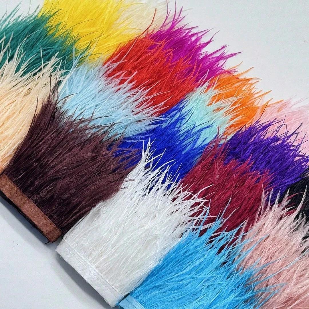 

Ostrich Feather Trim 8-10cm Plumes Fringe Ribbon for DIY Sewing Feathers Clothing Wedding Dress Decoration Craft Accessories