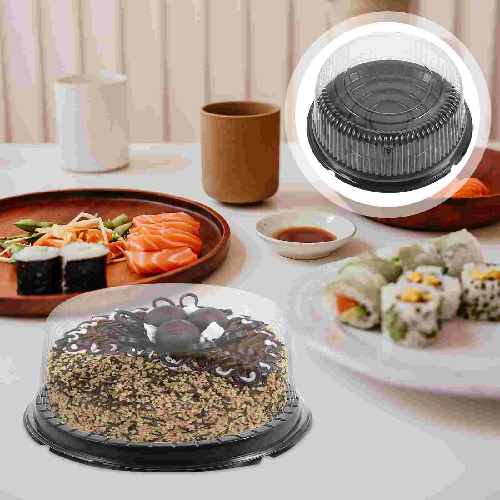 

10 Pcs Cake Box Round Boxes Reusable Plastic Containers Carrier With Lids Clear Birthday Holder