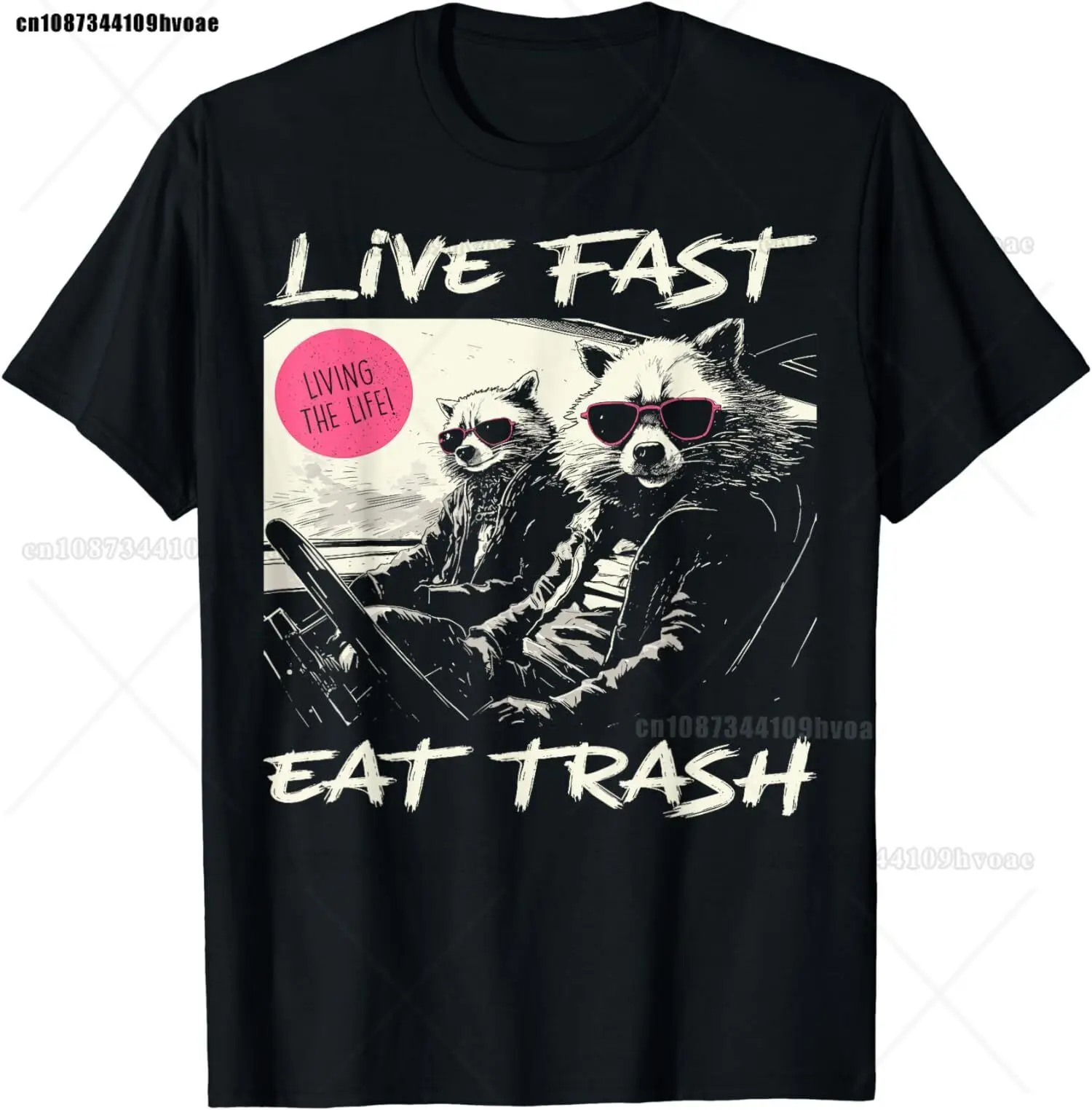 Sunset Raccoon Live Fast Eats Trash and Get Hit By A Cars Tee Men T Shirt