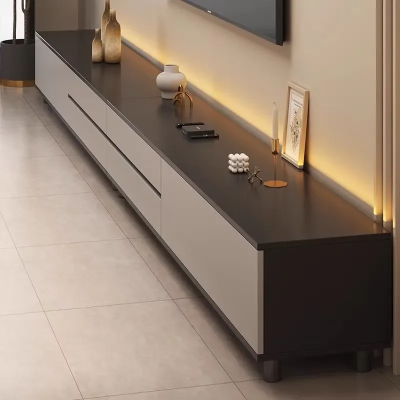 Modern Simple Stone Material Floor-Standing TV Cabinet 5+ Compartments for Living Room Bedroom Home Furniture Integrated