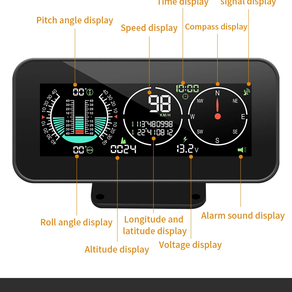 M60 Digitaler Geschwindigkeits- und Neigungsmesser Inclinometer M50 mit GPS-Tachometer und Kompass für Offroad-Zubehör 4x4 Bordcomputer – Detail 13