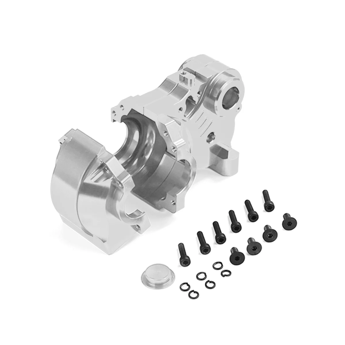 CNC Metal Three Sections Fission Diff Gear Box Set Fit for 1/5 HPI ROFUN BAHA ROVAN KM BAJA 5B 5T 5SC Toys Parts,Silver