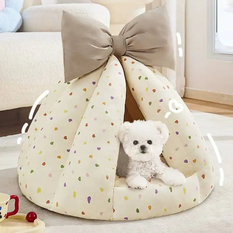 Cotton Unique Round Dog Kennel Fluffy Cute Party Luxury Modern Dog Supplies Indoors Designer Camas Para Perros Dog Furniture