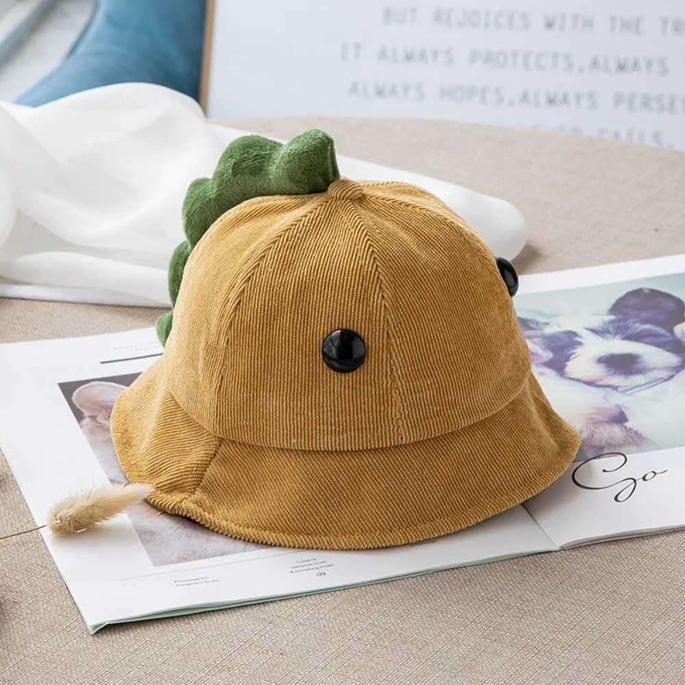 

3D Design Dino Baby Fisherman Hat Unisex Design Cute Style Dinosaur Toddler Bucket Hat Cartoon Warm Material Baby Fisherman Cap
