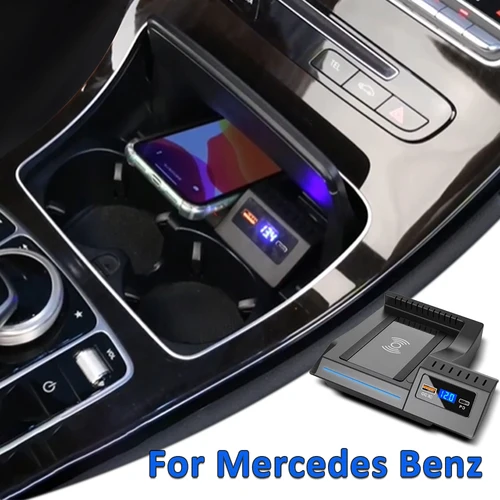 Cargador inalámbrico rápido para coche, soporte para teléfono Mercedes Benz AMG W205 C43 C63 AMG GLC 43 C63 X253 Clase C, accesorios de montaje