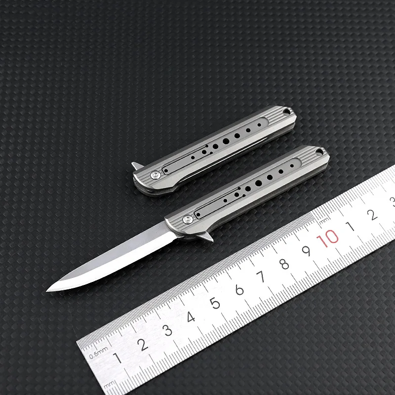 D2 Steel Blade Folding Knife Titanium Alloy Keychain Pendant Sharp Paring Knife Disassembly Express Open Box Self Defense Tool