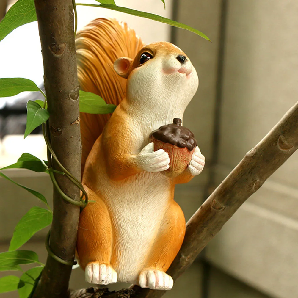 

2pcs Resin Fake Simulation Figure Realistic Wildlife Animal Decoration Desktop Home Cognitive Lifelike Squirrel Ornament Small