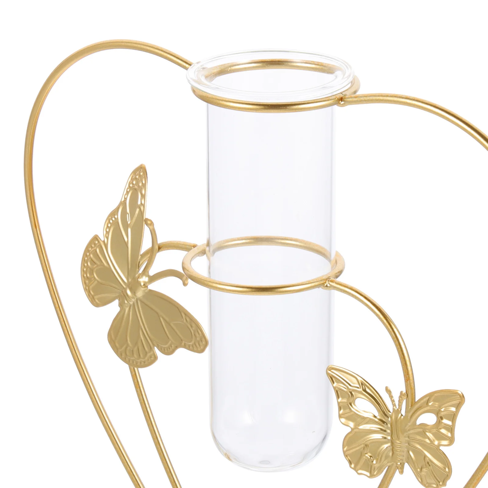 

Unique Butterfly Pattern Round Flower Vase Decorative Hollow Metal Frame Glass Vase for Home Office Desktop Wedding Decoration