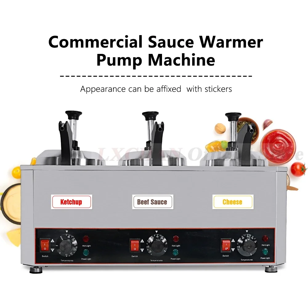 

HomeWise Commercial Sauce Warmer with Pump 30~85°C 3 Cylinder Sauce Insulation Maker for Chocolate/Tomato/Cheese Activity link