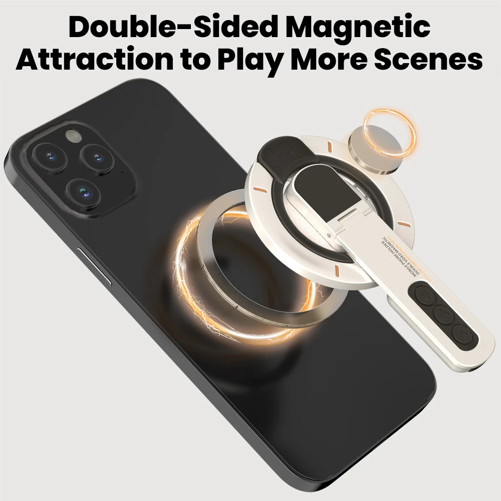 Elough Magnetic Back Mount Phone Holder Stress Relief Ring Clip Foldable Rotatable Portable Double-Sided Adhesive Lazy Man Stand