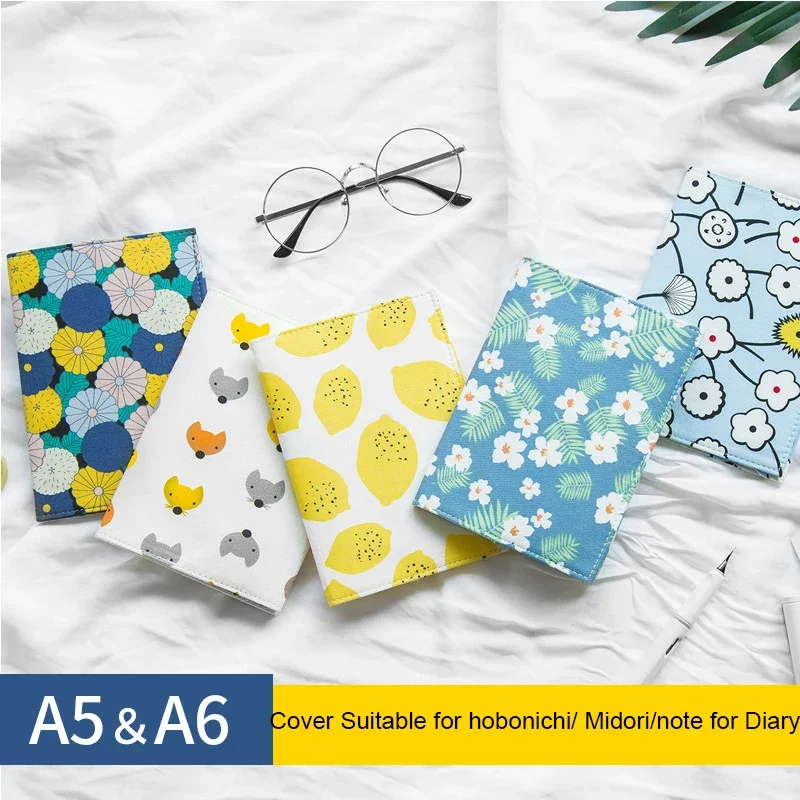 Japanese Fabric Notebook Cover suitable for Midori journals Planner A5A6 Cute Diary Refill Protective Shell School Stationery