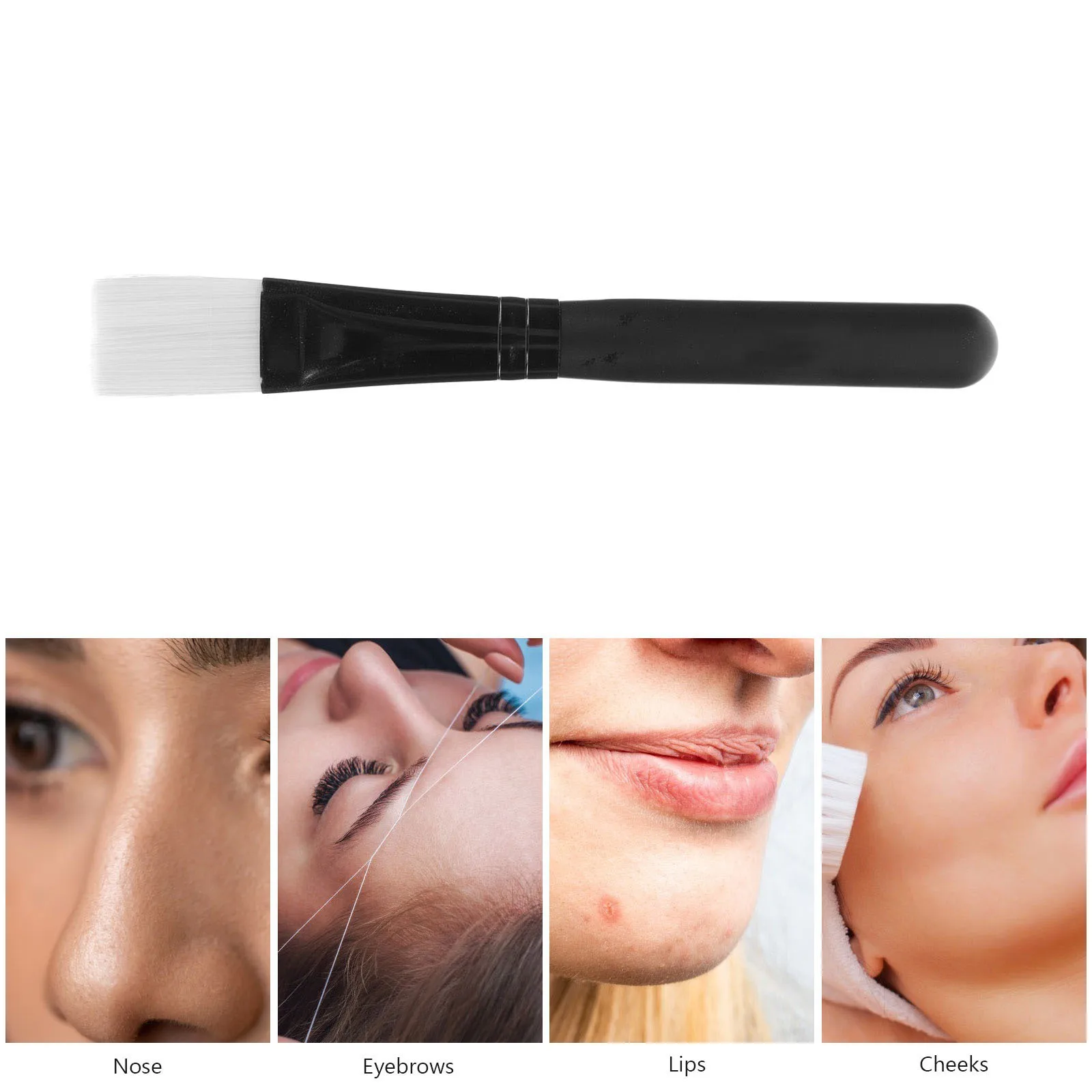 แปรงมาส์กหน้า 5 ชิ้น ขนแปรงไนลอนนุ่ม สีดำ สำหรับดูแลผิวหน้า ทำทรีทเมนท์บำรุงผิว แต่งหน้า เครื่องมือทาและเกลี่ย