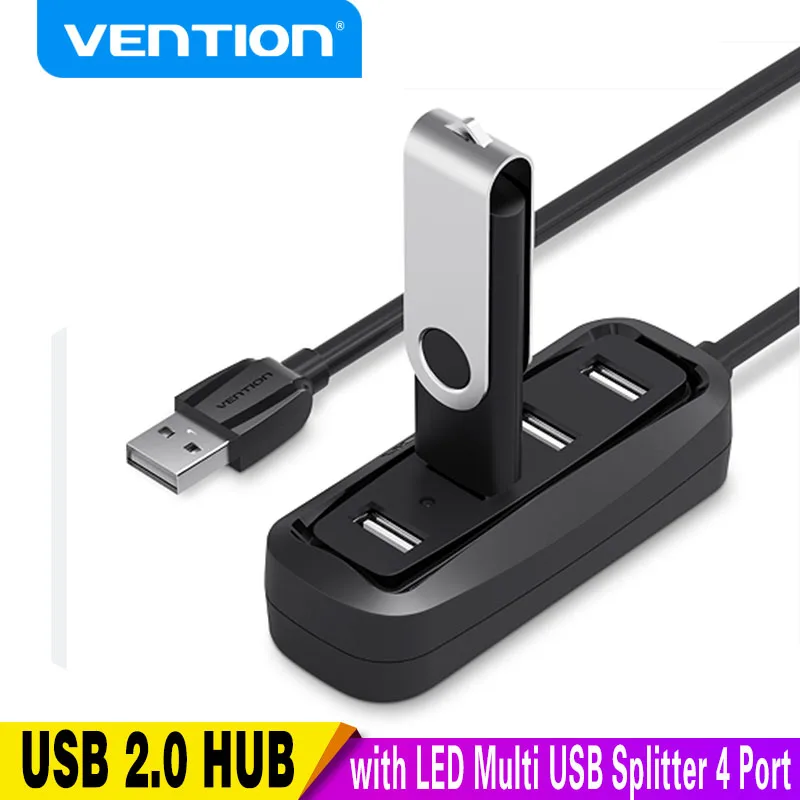 Vention USB 2.0 HUB 4 Port with LED Multi USB Splitter for Lenovo Xiaomi Macbook Pro Air Computer Accessories Laptop HUB USB 2.0