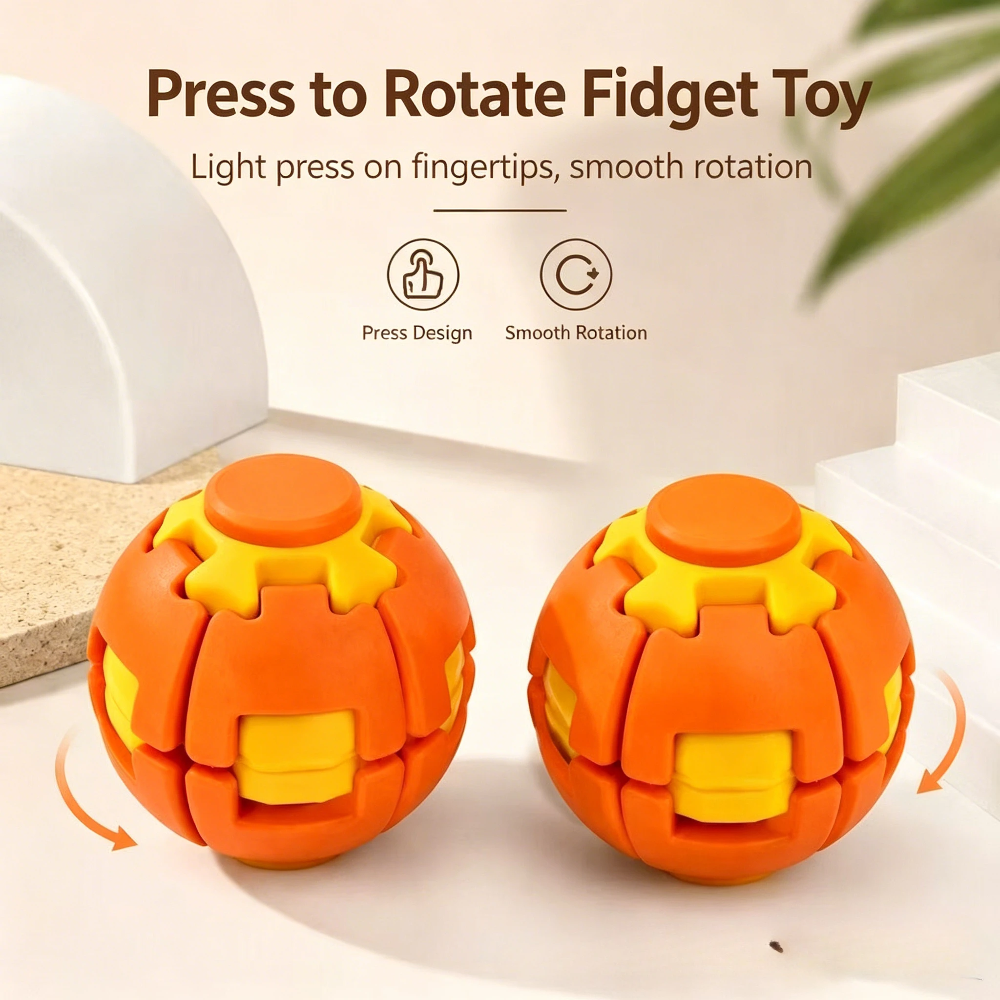Fidget Spinner Stress Ball 3D Printing Pressable Rotatable Decompression Toy Relieve Anxiety Boredom Relaxing Tool