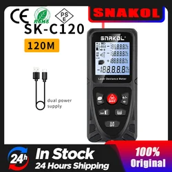 SNAKOL 120M Smart Laser Distance Meter Measure Infrared Rangefinder USB Rechargeable Handheld Portable Laser Range Finder Tools